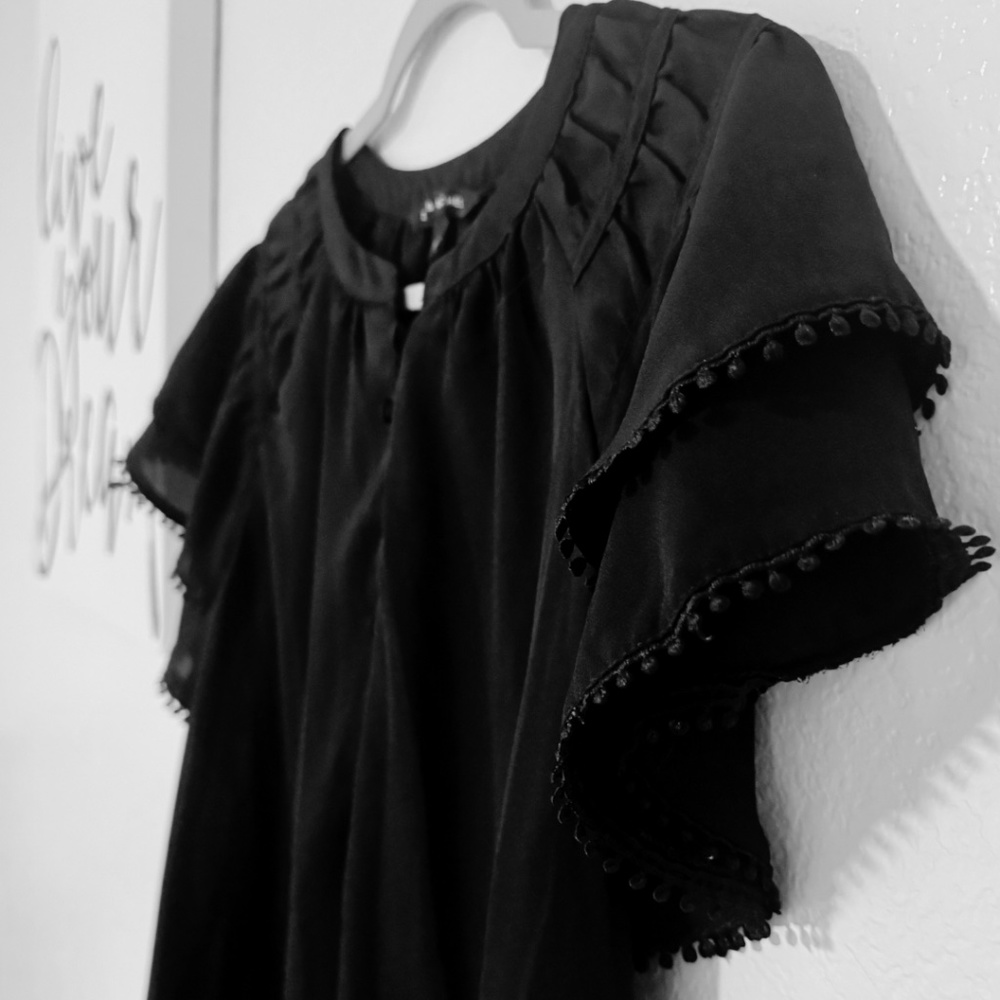 Zac & Rachel Black Ruffle Blouse